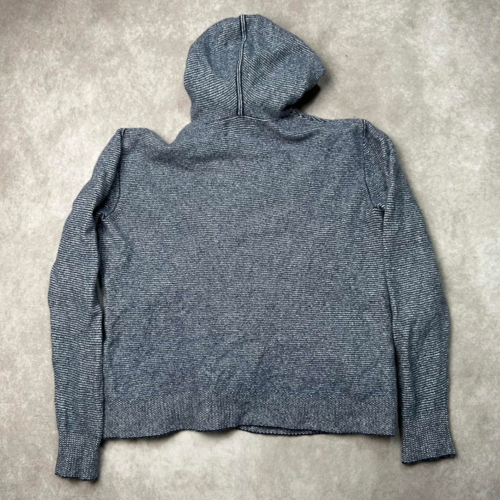 Vineyard Vines Mens Medium Blue Merino Wool Blend Striped Knit Pullover Hoodie - Picture 4 of 7